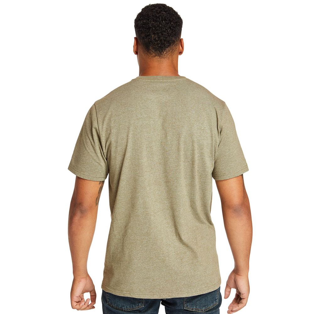 Timberland Mens T-Shirts PRO® Short Sleeve Base Plate Wicking Logo - Olive - India BH9506283